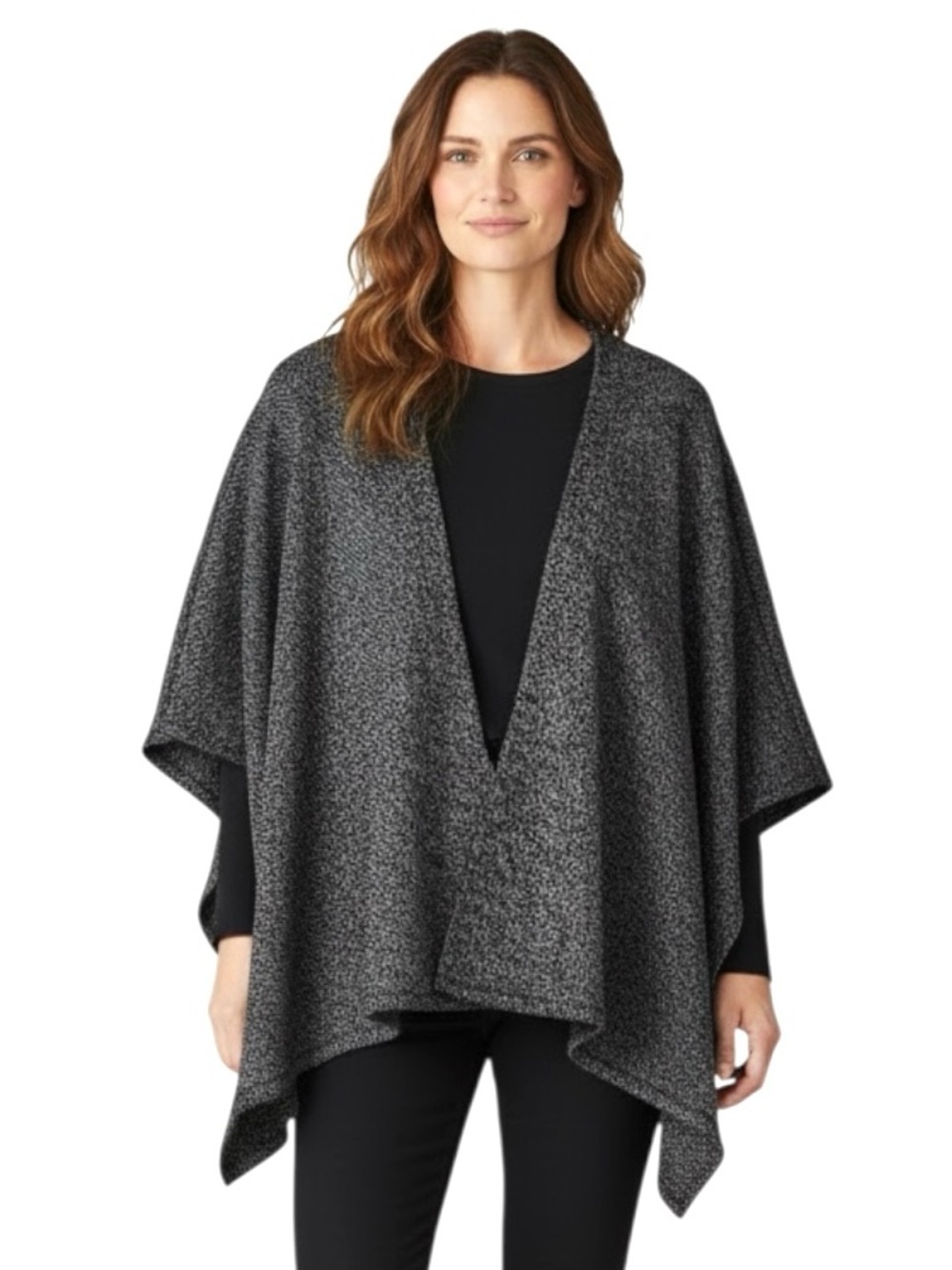 Eileen Fisher Oversized Serape Herringbone Poncho Cape